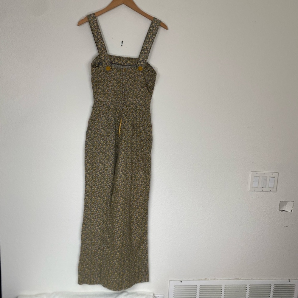 Vintage Young Eduardian by Arpeja Green Floral Wide Leg Pant Jumpsuit XS Boho - Picture 9 of 15